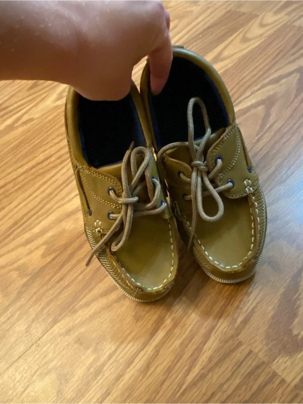 Boys Brown Boat Shoes Lace Up Mesh